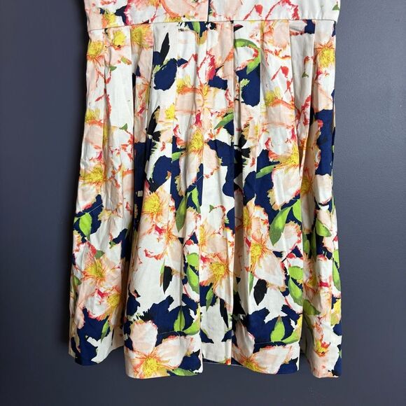 J. Crew V Neck Fit & Flare Blue Floral Dress Cotton Spandex Size 8 Spring Summer - Picture 9 of 9